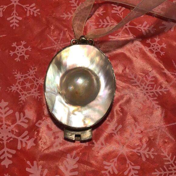 Vintage sterling silver and mother of pearl ribbon chocker necklace - Picture 3 of 8